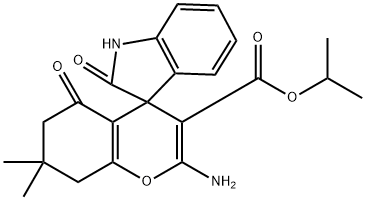 isopropyl 2-amino-7,7-dimethyl-2',5-dioxo-5,6,7,8-tetrahydrospiro[chromene-4,3'-indoline]-3-carboxylate Structural