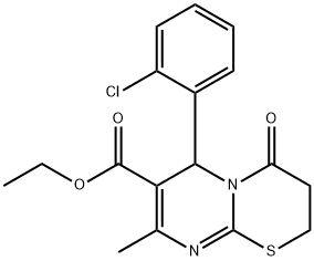 ethyl 6-(2-chlorophenyl)-8-methyl-4-oxo-2,3,4,6-tetrahydropyrimido[2,1-b][1,3]thiazine-7-carboxylate Structural