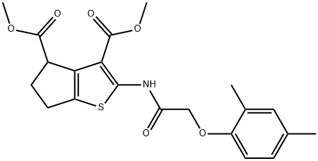 dimethyl 2-(2-(2,4-dimethylphenoxy)acetamido)-5,6-dihydro-4H-cyclopenta[b]thiophene-3,4-dicarboxylate Structural