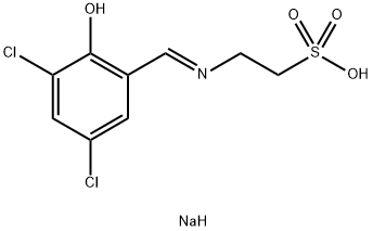 sodium (E)-2,4-dichloro-6-(((2-sulfoethyl)imino)methyl)phenolate Structural
