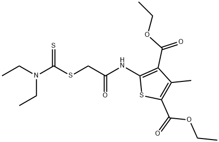 diethyl 5-(2-((diethylcarbamothioyl)thio)acetamido)-3-methylthiophene-2,4-dicarboxylate Structural