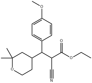 ethyl 2-cyano-3-(2,2-dimethyltetrahydro-2H-pyran-4-yl)-3-(4-methoxyphenyl)propanoate Structural