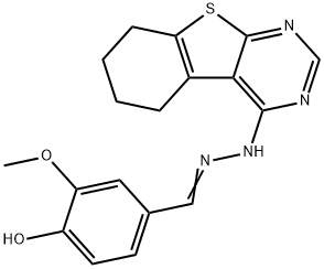 2-Methoxy-4-[(5,6,7,8-tetrahydro-benzo[4,5]thieno[2,3-d]pyrimidin-4-yl)-hydrazonomethyl]-phenol Structural