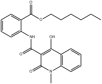 hexyl 2-{[(4-hydroxy-1-methyl-2-oxo-1,2-dihydroquinolin-3-yl)carbonyl]amino}benzoate Structural