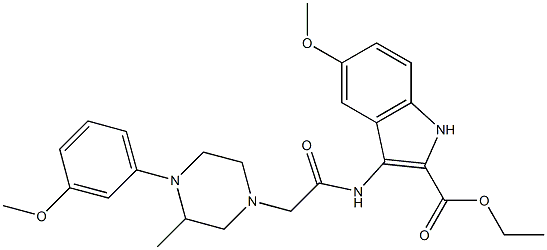 ethyl 5-methoxy-3-(2-(4-(3-methoxyphenyl)-3-methylpiperazin-1-yl)acetamido)-1H-indole-2-carboxylate Structural