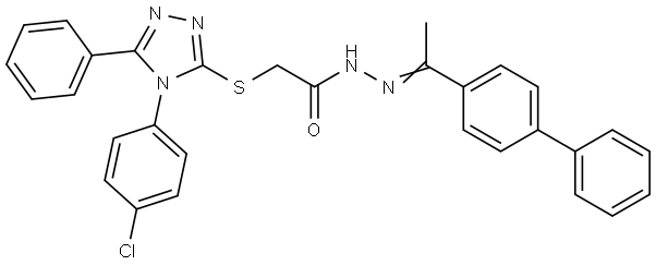 N'-[(1E)-1-(biphenyl-4-yl)ethylidene]-2-{[4-(4-chlorophenyl)-5-phenyl-4H-1,2,4-triazol-3-yl]sulfanyl}acetohydrazide Structural