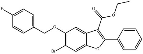 ethyl 6-bromo-5-((4-fluorobenzyl)oxy)-2-phenylbenzofuran-3-carboxylate Structural