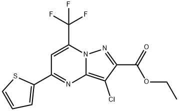 ethyl 3-chloro-5-(thiophen-2-yl)-7-(trifluoromethyl)pyrazolo[1,5-a]pyrimidine-2-carboxylate Structural