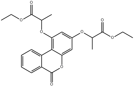 diethyl 2,2'-((6-oxo-6H-benzo[c]chromene-1,3-diyl)bis(oxy))dipropanoate Structural