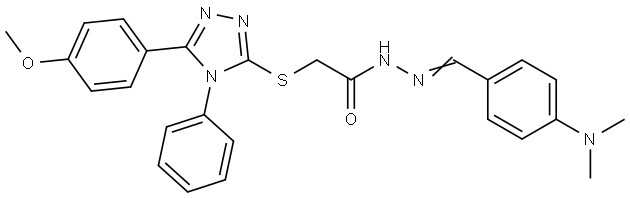 N'-{(E)-[4-(dimethylamino)phenyl]methylidene}-2-{[5-(4-methoxyphenyl)-4-phenyl-4H-1,2,4-triazol-3-yl]sulfanyl}acetohydrazide Structural