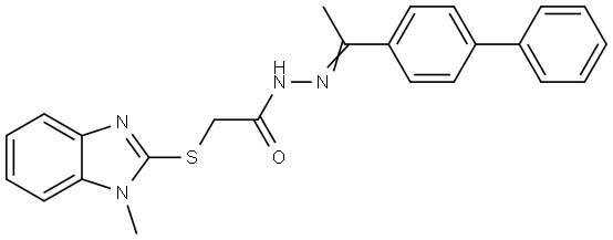 N'-[(1E)-1-(biphenyl-4-yl)ethylidene]-2-[(1-methyl-1H-benzimidazol-2-yl)sulfanyl]acetohydrazide Structural