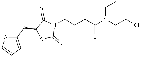 N-ethyl-N-(2-hydroxyethyl)-4-[4-oxo-5-(2-thienylmethylene)-2-thioxo-1,3-thiazolidin-3-yl]butanamide Structural