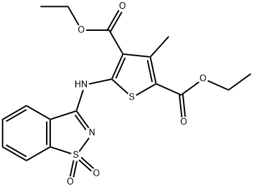 diethyl 5-((1,1-dioxidobenzo[d]isothiazol-3(2H)-ylidene)amino)-3-methylthiophene-2,4-dicarboxylate Structural