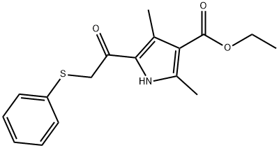 ethyl 2,4-dimethyl-5-(2-(phenylthio)acetyl)-1H-pyrrole-3-carboxylate Structural
