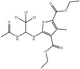 diethyl 5-((1-acetamido-2,2,2-trichloroethyl)amino)-3-methylthiophene-2,4-dicarboxylate Structural