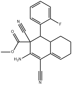 methyl 3-amino-2,4-dicyano-1-(2-fluorophenyl)-1,2,6,7,8,8a-hexahydronaphthalene-2-carboxylate Structural