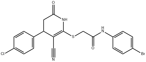 N-(4-bromophenyl)-2-{[4-(4-chlorophenyl)-3-cyano-6-oxo-1,4,5,6-tetrahydropyridin-2-yl]sulfanyl}acetamide Structural