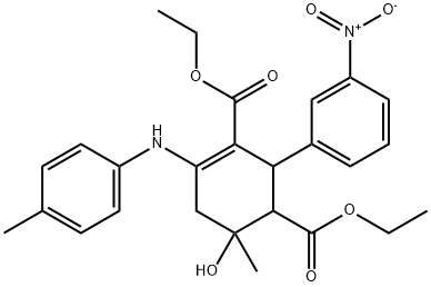 diethyl 3-hydroxy-3-methyl-3'-nitro-5-(p-tolylamino)-1,2,3,4-tetrahydro-[1,1'-biphenyl]-2,6-dicarboxylate Structural