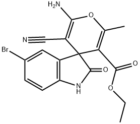 ethyl 2'-amino-5-bromo-3'-cyano-6'-methyl-2-oxospiro[indoline-3,4'-pyran]-5'-carboxylate Structural