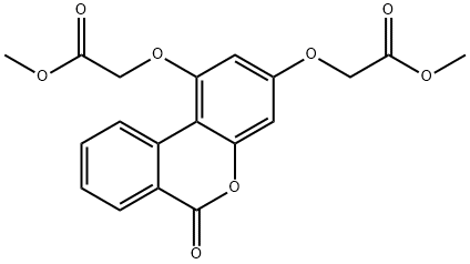 dimethyl 2,2'-((6-oxo-6H-benzo[c]chromene-1,3-diyl)bis(oxy))diacetate Structural