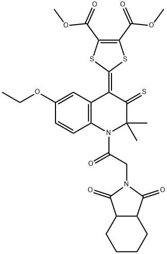 dimethyl 2-{1-[(1,3-dioxooctahydro-2H-isoindol-2-yl)acetyl]-6-ethoxy-2,2-dimethyl-3-thioxo-2,3-dihydroquinolin-4(1H)-ylidene}-1,3-dithiole-4,5-dicarboxylate Structural