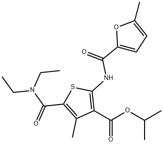 isopropyl 5-[(diethylamino)carbonyl]-4-methyl-2-[(5-methyl-2-furoyl)amino]-3-thiophenecarboxylate Structural