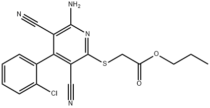 propyl 2-((4-(2-chlorophenyl)-3,5-dicyano-6-imino-1,6-dihydropyridin-2-yl)thio)acetate Structural