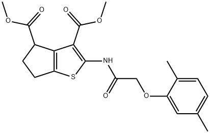dimethyl 2-(2-(2,5-dimethylphenoxy)acetamido)-5,6-dihydro-4H-cyclopenta[b]thiophene-3,4-dicarboxylate Structural