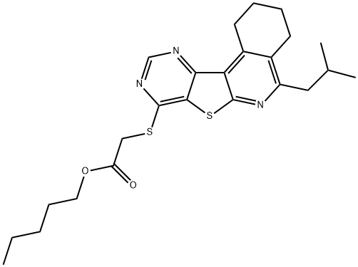 pentyl 2-((5-isobutyl-1,2,3,4-tetrahydropyrimido[4',5':4,5]thieno[2,3-c]isoquinolin-8-yl)thio)acetate Structural