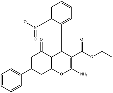 ethyl 2-amino-4-(2-nitrophenyl)-5-oxo-7-phenyl-5,6,7,8-tetrahydro-4H-chromene-3-carboxylate Structural