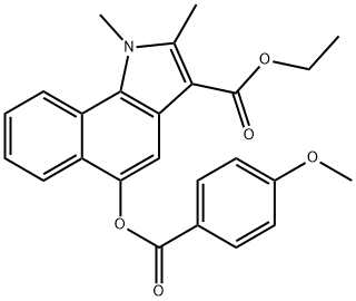 ethyl 5-((4-methoxybenzoyl)oxy)-1,2-dimethyl-1H-benzo[g]indole-3-carboxylate Structural
