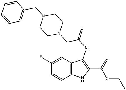 ethyl 3-(2-(4-benzylpiperazin-1-yl)acetamido)-5-fluoro-1H-indole-2-carboxylate Structural