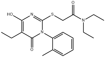 N,N-diethyl-2-((5-ethyl-4-hydroxy-6-oxo-1-(o-tolyl)-1,6-dihydropyrimidin-2-yl)thio)acetamide Structural