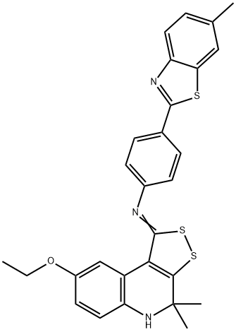 N-[(1Z)-8-ethoxy-4,4-dimethyl-4,5-dihydro-1H-[1,2]dithiolo[3,4-c]quinolin-1-ylidene]-4-(6-methyl-1,3-benzothiazol-2-yl)aniline Structural