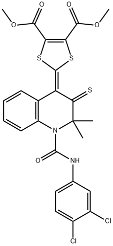 dimethyl 2-{1-[(3,4-dichlorophenyl)carbamoyl]-2,2-dimethyl-3-thioxo-2,3-dihydroquinolin-4(1H)-ylidene}-1,3-dithiole-4,5-dicarboxylate Structural