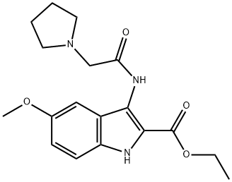 ethyl 5-methoxy-3-(2-(pyrrolidin-1-yl)acetamido)-1H-indole-2-carboxylate Structural