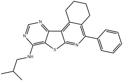 N-isobutyl-5-phenyl-1,2,3,4-tetrahydropyrimido[4',5':4,5]thieno[2,3-c]isoquinolin-8-amine Structural