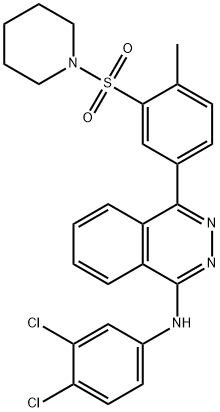 N-(3,4-dichlorophenyl)-4-[4-methyl-3-(piperidin-1-ylsulfonyl)phenyl]phthalazin-1-amine Structural