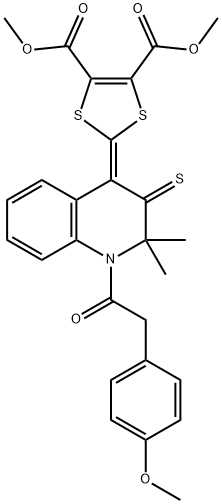 dimethyl 2-{1-[(4-methoxyphenyl)acetyl]-2,2-dimethyl-3-thioxo-2,3-dihydroquinolin-4(1H)-ylidene}-1,3-dithiole-4,5-dicarboxylate Structural
