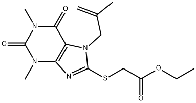 ethyl 2-((1,3-dimethyl-7-(2-methylallyl)-2,6-dioxo-2,3,6,7-tetrahydro-1H-purin-8-yl)thio)acetate Structural
