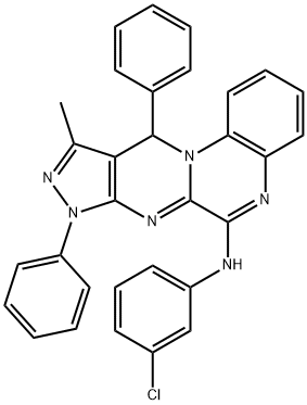 N-(3-chlorophenyl)-10-methyl-8,11-diphenyl-8,11-dihydropyrazolo[3',4':4,5]pyrimido[1,2-a]quinoxalin-6-amine Structural