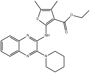 ethyl 4,5-dimethyl-2-{[3-(piperidin-1-yl)quinoxalin-2-yl]amino}thiophene-3-carboxylate Structural