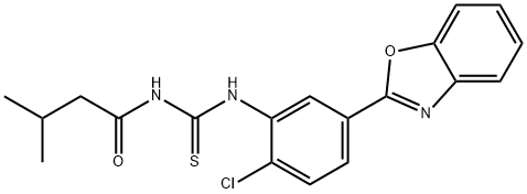 N-{[5-(1,3-benzoxazol-2-yl)-2-chlorophenyl]carbamothioyl}-3-methylbutanamide Structural