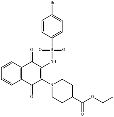ethyl 1-(3-(4-bromophenylsulfonamido)-1,4-dioxo-1,4-dihydronaphthalen-2-yl)piperidine-4-carboxylate Structural