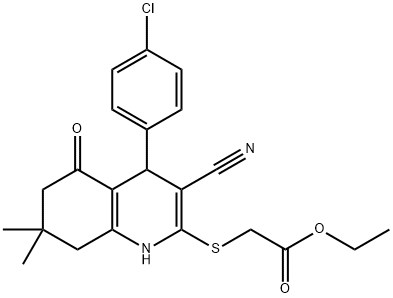 ethyl 2-((4-(4-chlorophenyl)-3-cyano-7,7-dimethyl-5-oxo-1,4,5,6,7,8-hexahydroquinolin-2-yl)thio)acetate Structural