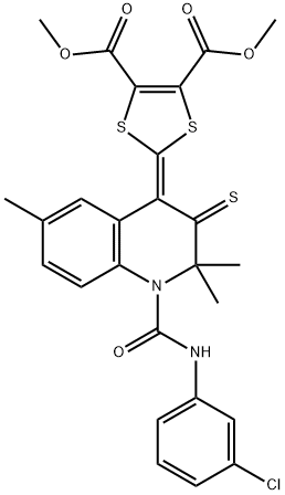 dimethyl 2-{1-[(3-chlorophenyl)carbamoyl]-2,2,6-trimethyl-3-thioxo-2,3-dihydroquinolin-4(1H)-ylidene}-1,3-dithiole-4,5-dicarboxylate Structural
