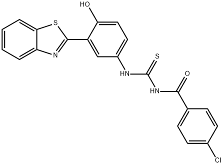 N-{[3-(1,3-benzothiazol-2-yl)-4-hydroxyphenyl]carbamothioyl}-4-chlorobenzamide Structural