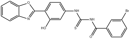 N-((4-(benzo[d]oxazol-2-yl)-3-hydroxyphenyl)carbamothioyl)-3-bromobenzamide Structural