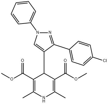 dimethyl 4-(3-(4-chlorophenyl)-1-phenyl-1H-pyrazol-4-yl)-2,6-dimethyl-1,4-dihydropyridine-3,5-dicarboxylate Structural