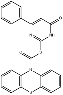 S-(4-hydroxy-6-phenylpyrimidin-2-yl) 10H-phenothiazine-10-carbothioate Structural